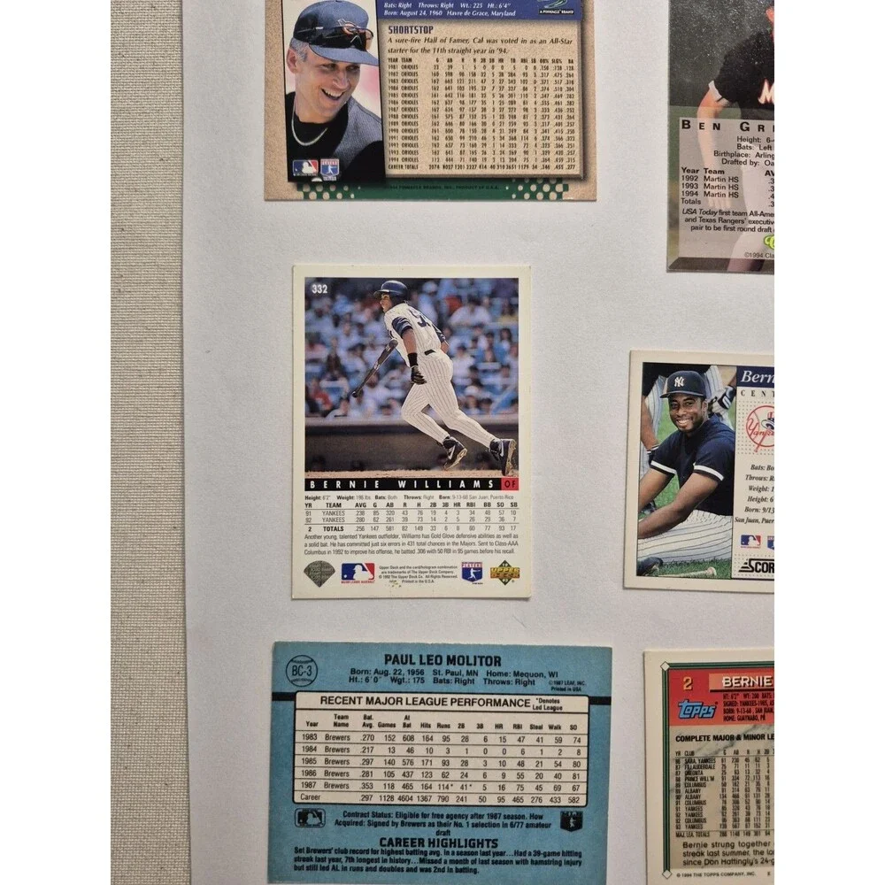 MLB Baseball Card Lot Cal Ripken Jr Bernie Williams Paul Molitor Ben Grieve LOT